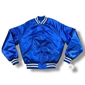 New Old Stock King Louie Pro Fit Bomber Mens Blue High Shine Snap Jacket Sz S